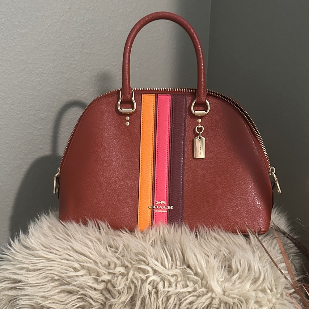 Coach Multicolor Stripe Brown Satchel